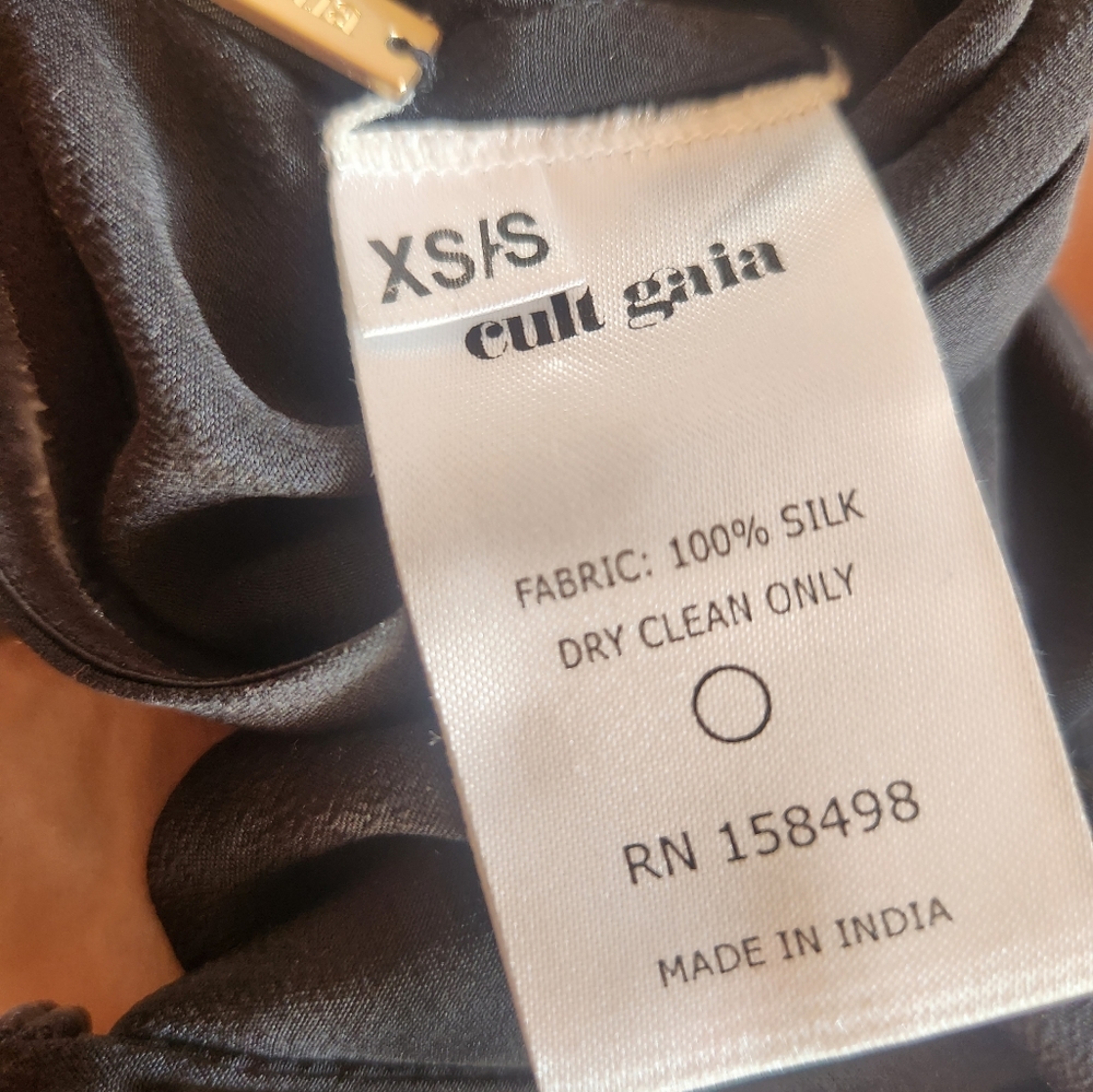 Nwt CULT GAIA gaias 100% silk cut out gloves black xs/s - Picture 7 of 8